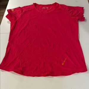 SUGOI Women's Short Sleeve Athletic Tee - Hot Pink with Gold Logo